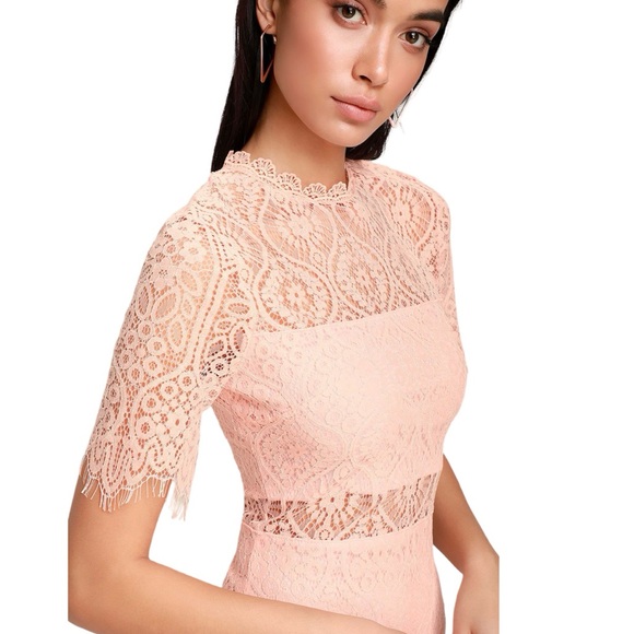 Lulus Remarkable Blush Pink Lace Dress Size M - Picture 6 of 7